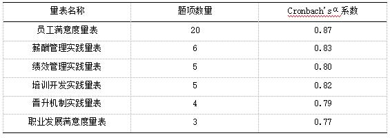 表2 各量表信度检验结果