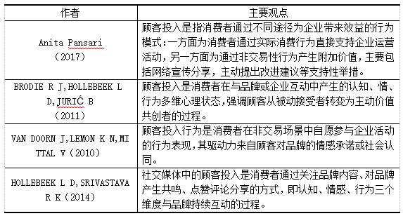 表3 关于顾客投入概念阐述与总结